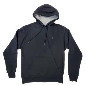 Champion Hoodie Men's Medium Black Pullover Sweatshirt Logo Fleece